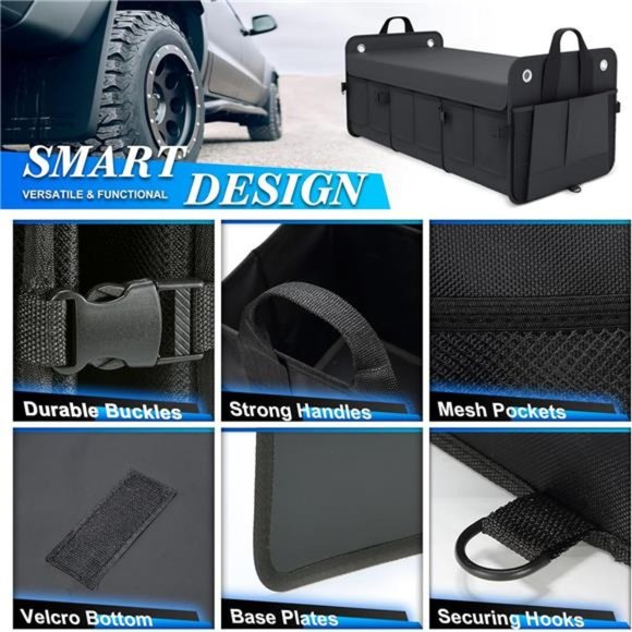 Car Trunk Organizer, Foldable Cover, Heavy Duty Collapsible Car Trunk Storage - Picture 2 of 7